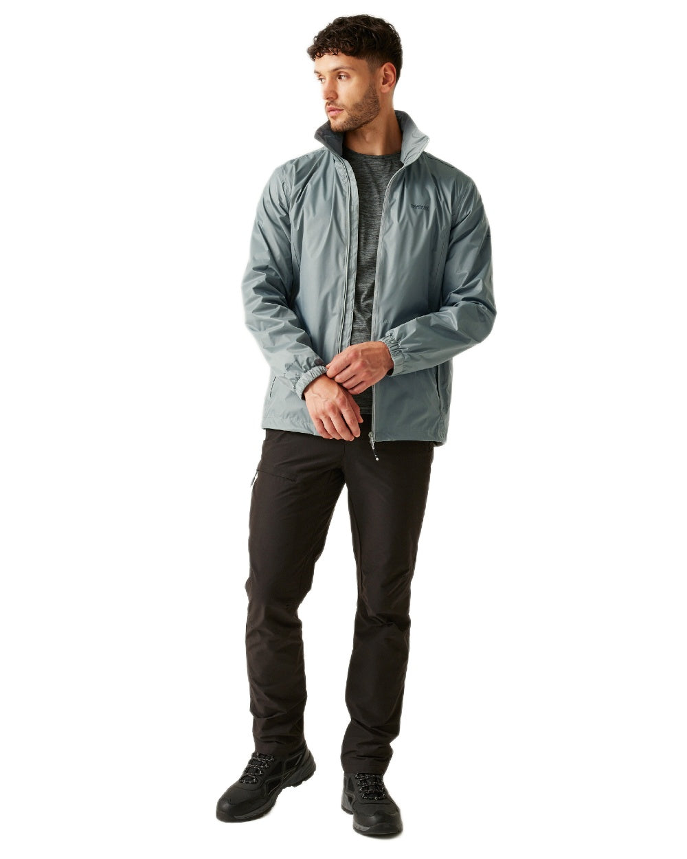 Glacier Coloured Regatta Mens Lyle IV Waterproof Packaway Jacket on white background