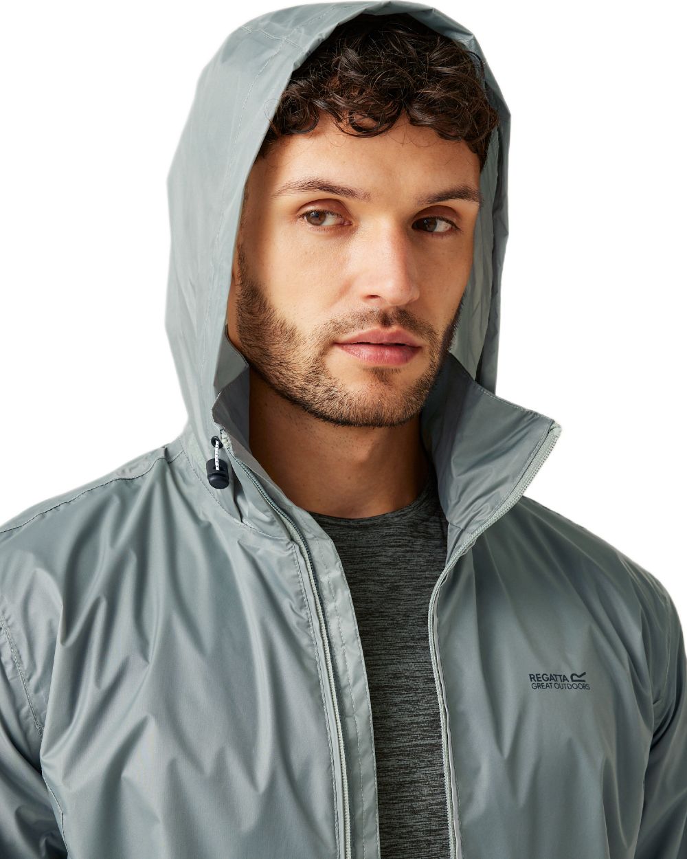 Glacier Coloured Regatta Mens Lyle IV Waterproof Packaway Jacket on white background