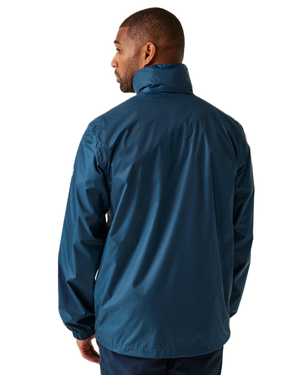 Moonlight Denim Tangerine Tango Coloured Regatta Mens Lyle IV Waterproof Packaway Jacket on white background