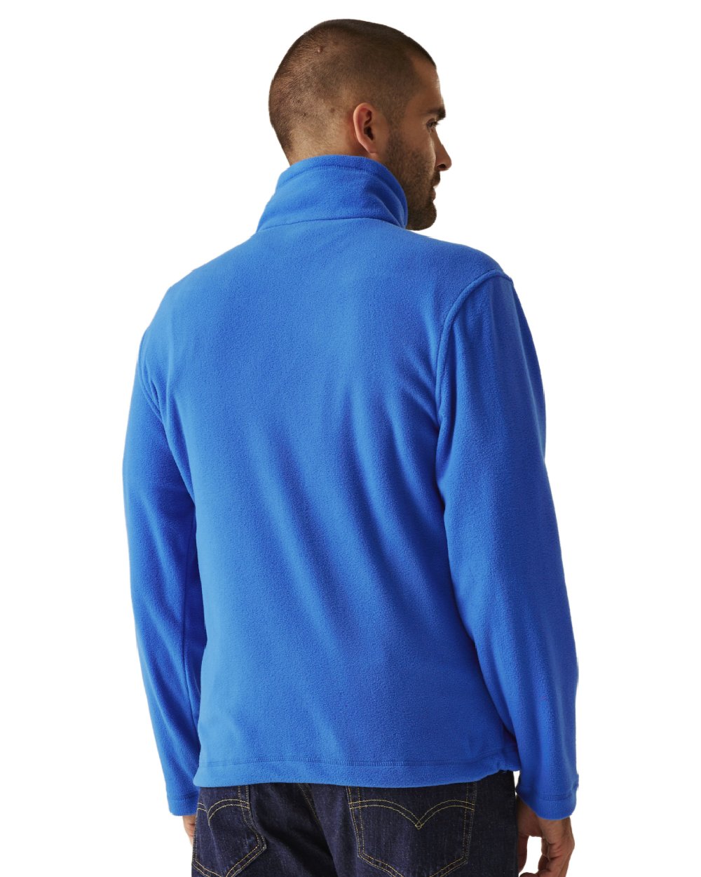Oxford Blue coloured Regatta Mens Micro Lightweight Full Zip Fleece on white background