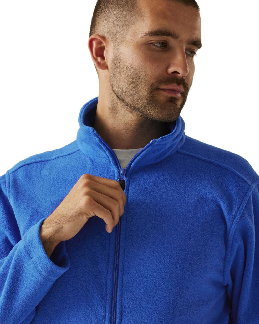 Oxford Blue coloured Regatta Mens Micro Lightweight Full Zip Fleece on white background