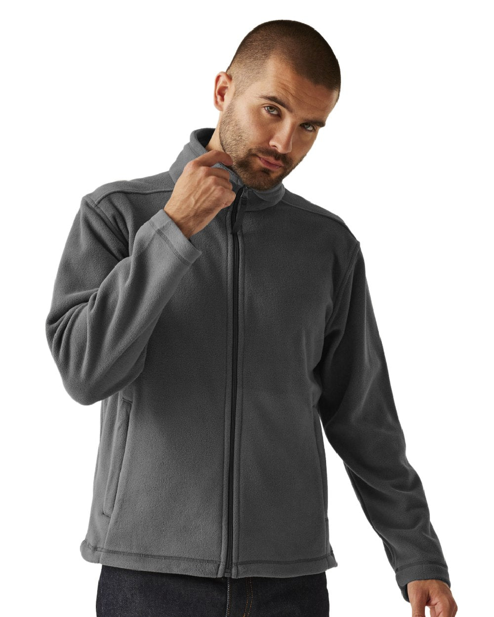 Seal Grey coloured Regatta Mens Micro Lightweight Full Zip Fleece on white background