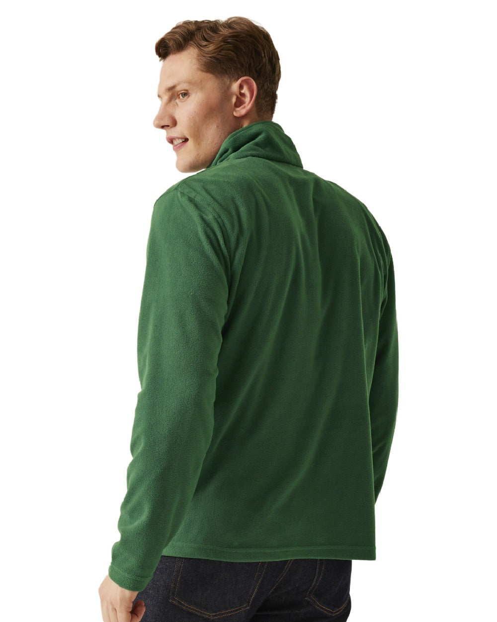Bottle Green coloured Regatta Mens Micro Zip Neck Fleece on white background