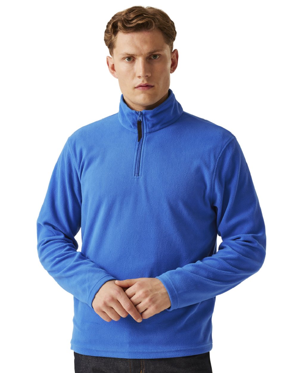 Oxford Blue coloured Regatta Mens Micro Zip Neck Fleece on white background
