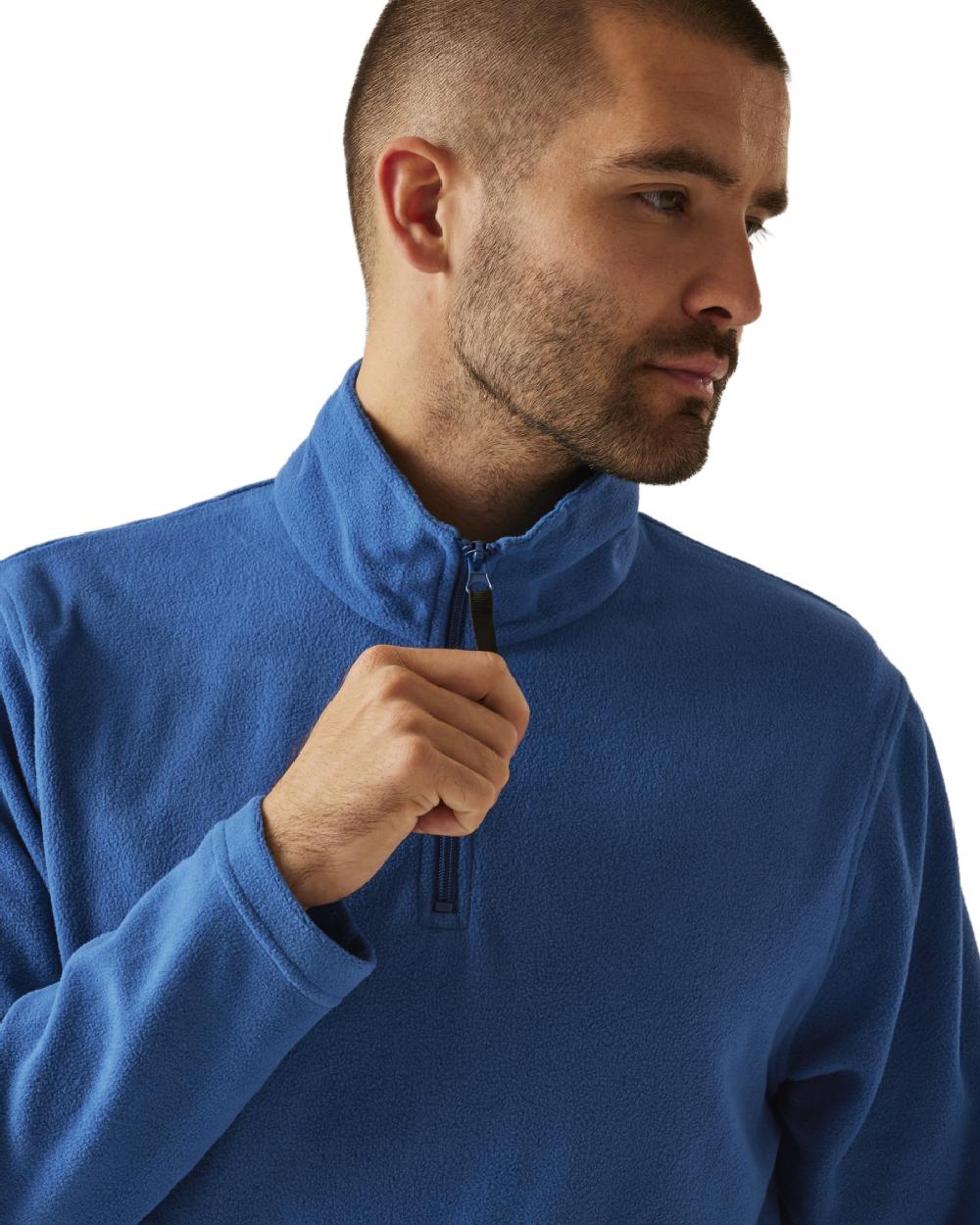Royal Blue coloured Regatta Mens Micro Zip Neck Fleece on white background
