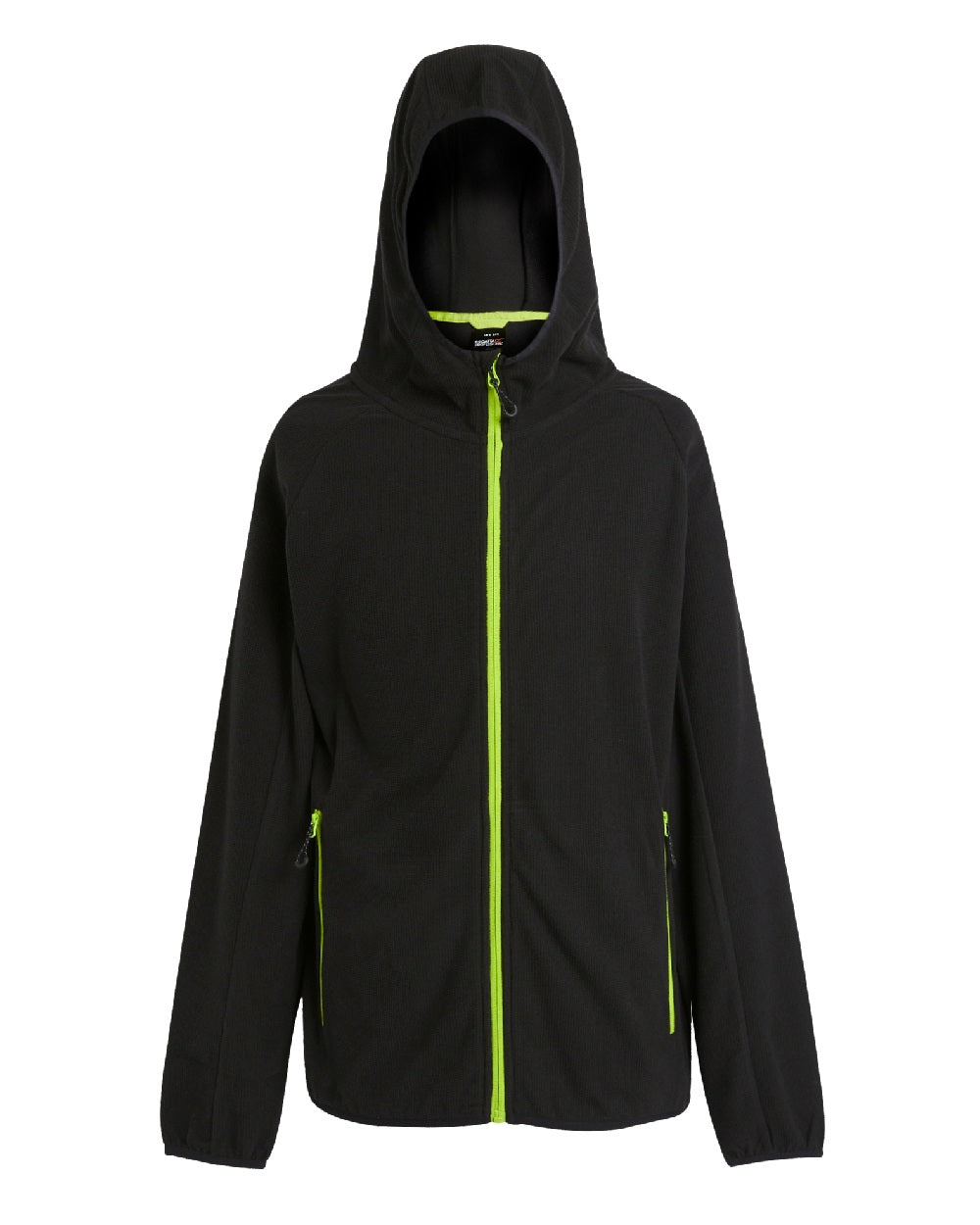 Black Lime Green coloured Regatta Mens Navigate Full-Zip Fleece Jacket on white background