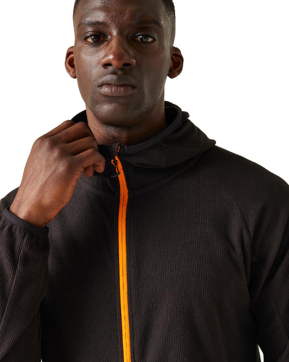 Black Orange Pop coloured Regatta Mens Navigate Full-Zip Fleece Jacket on white background