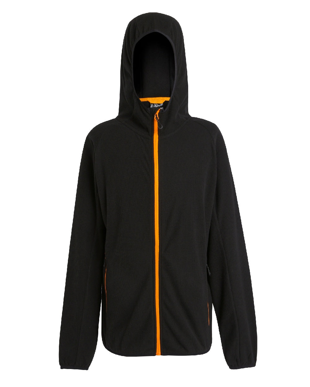 Black Orange Pop coloured Regatta Mens Navigate Full-Zip Fleece Jacket on white background