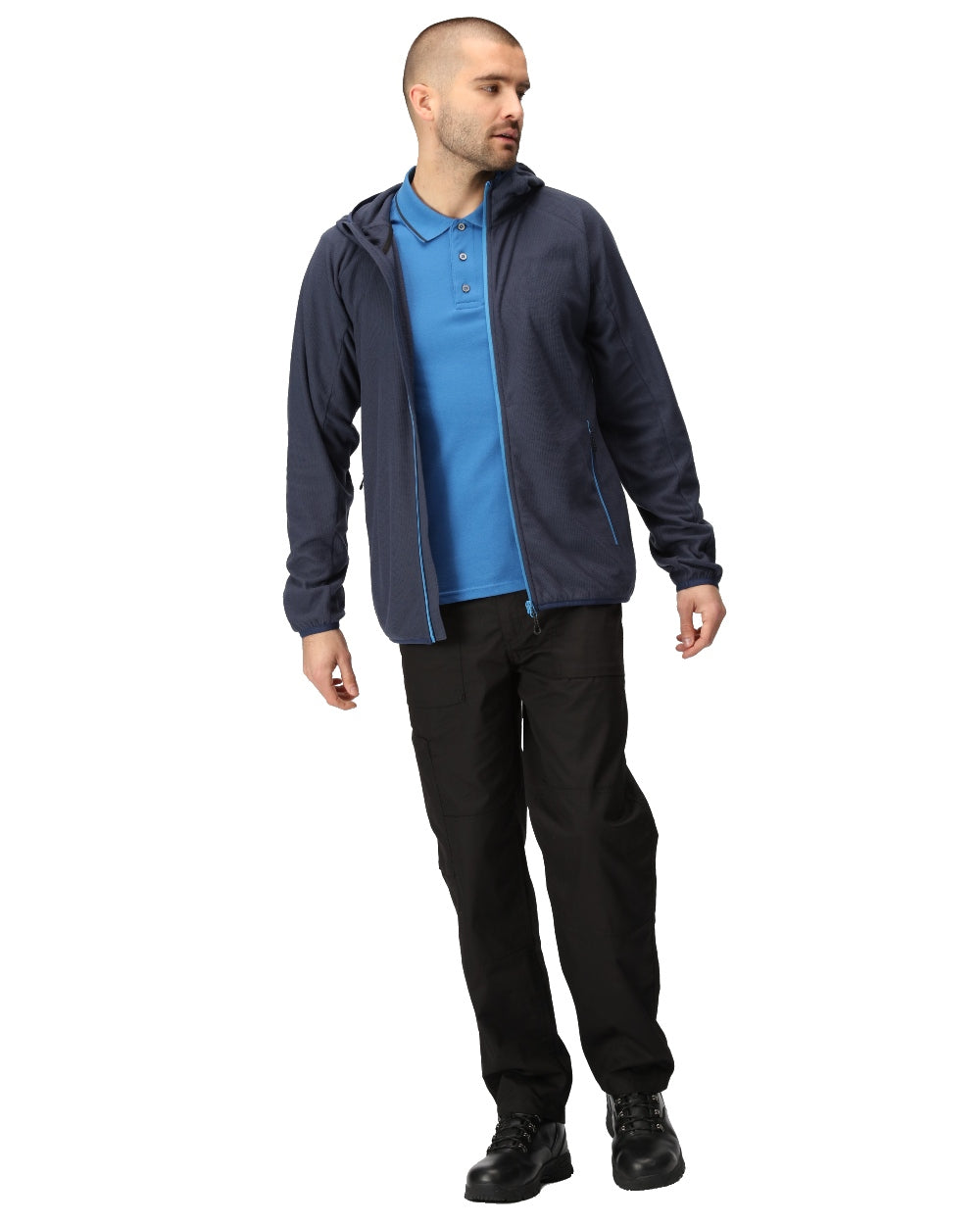 Navy French Blue coloured Regatta Mens Navigate Full-Zip Fleece Jacket on white background