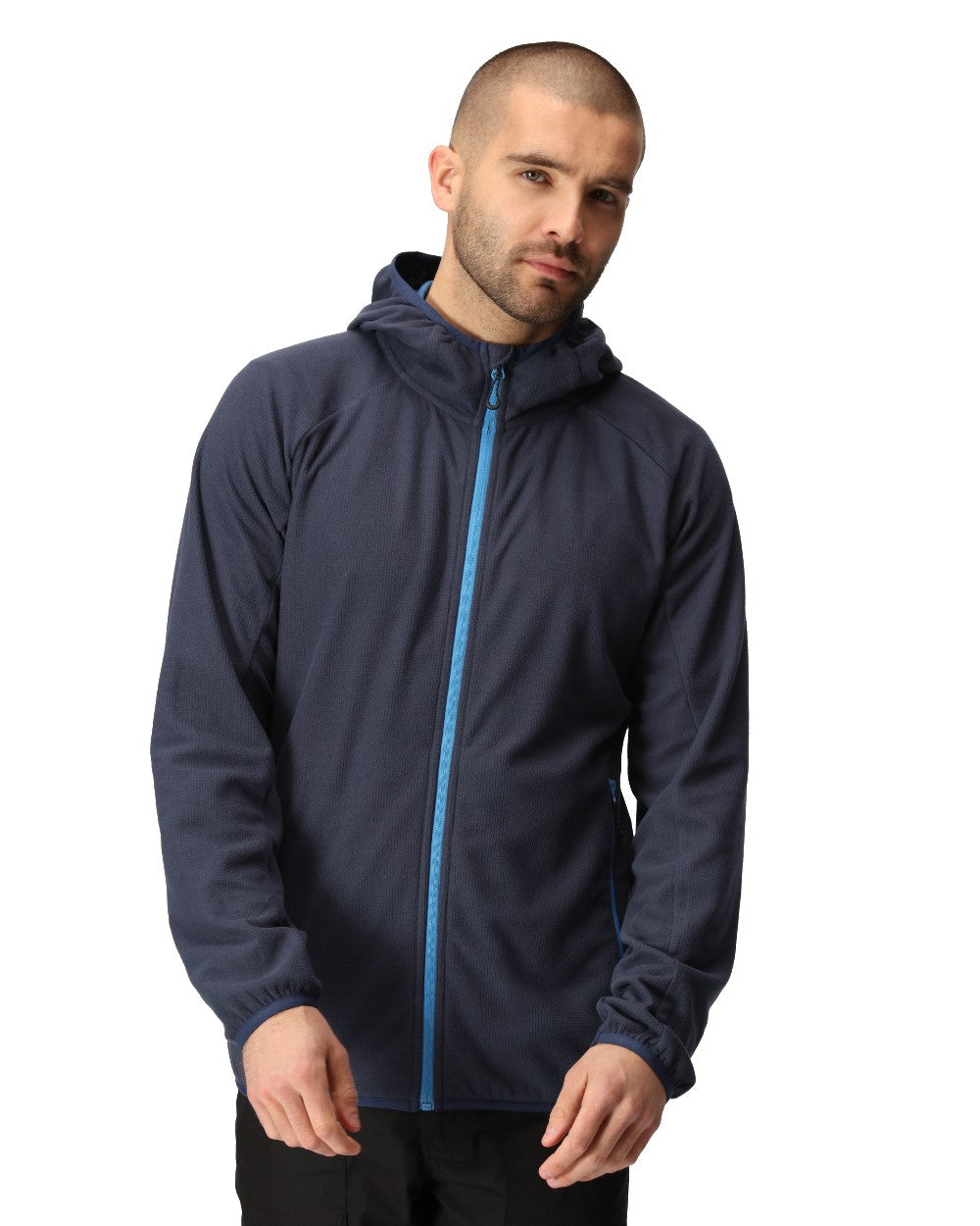 Navy French Blue coloured Regatta Mens Navigate Full-Zip Fleece Jacket on white background