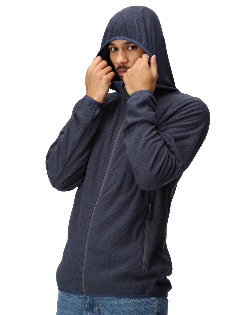 Navy Seal Grey coloured Regatta Mens Navigate Full-Zip Fleece Jacket on white background