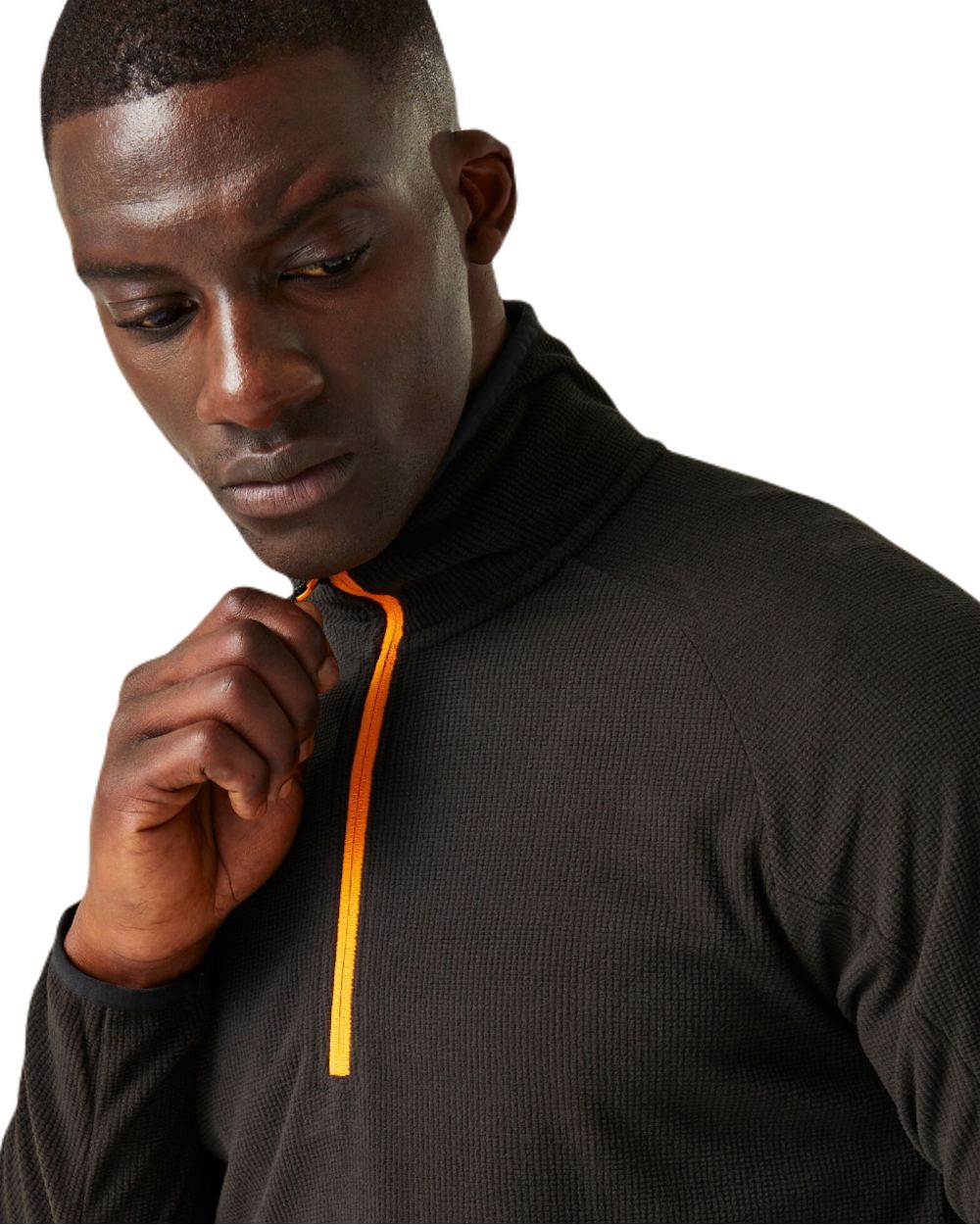 Black Orange Pop coloured Regatta Mens Navigate Half-Zip Fleece on white background