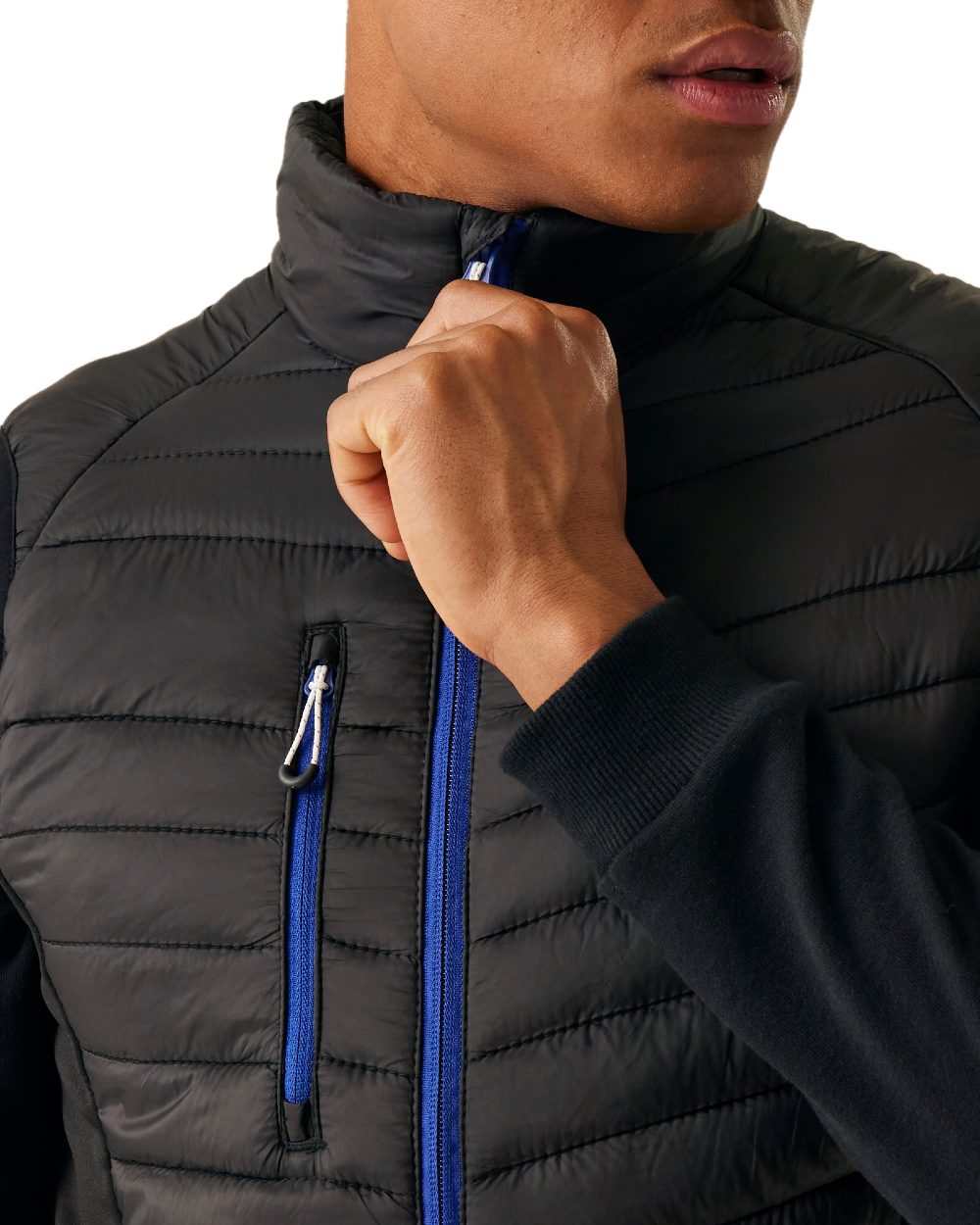 Black New Royal coloured Regatta Mens Navigate Hybrid Bodywarmer on white background