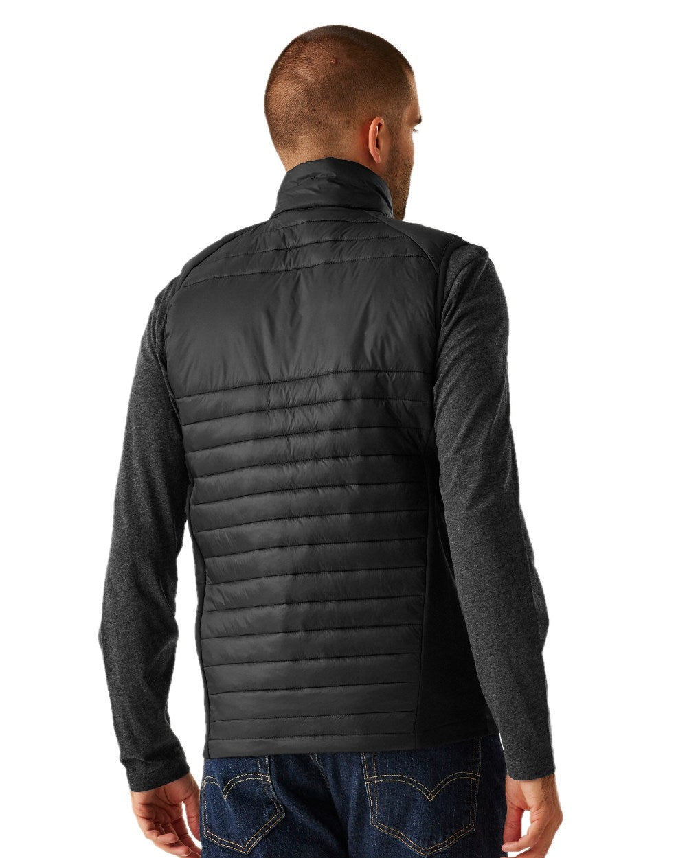 Black Orange Pop coloured Regatta Mens Navigate Hybrid Bodywarmer on white background