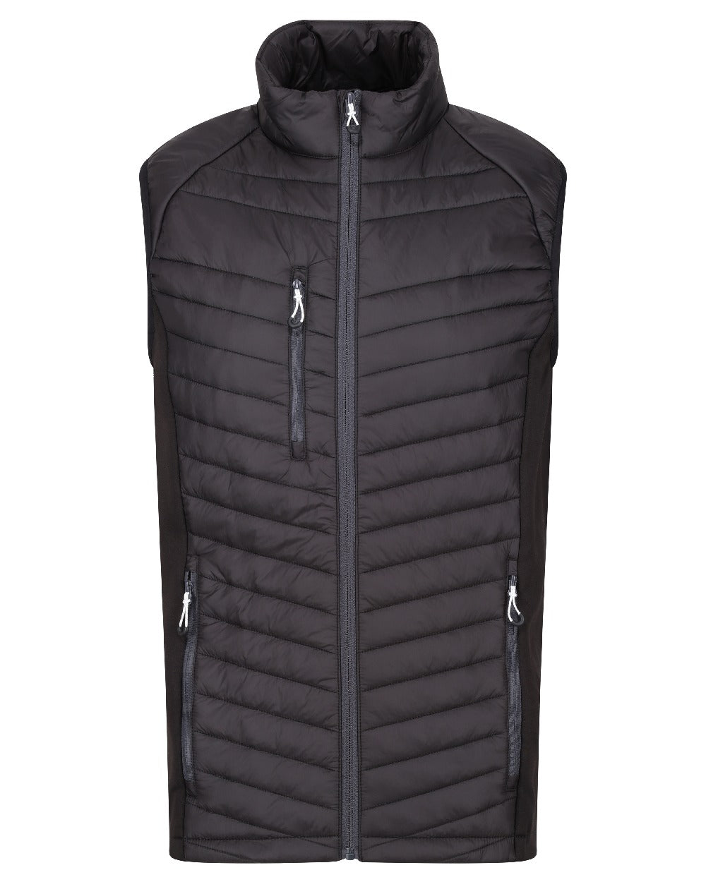 Black Seal Grey coloured Regatta Mens Navigate Hybrid Bodywarmer on white background