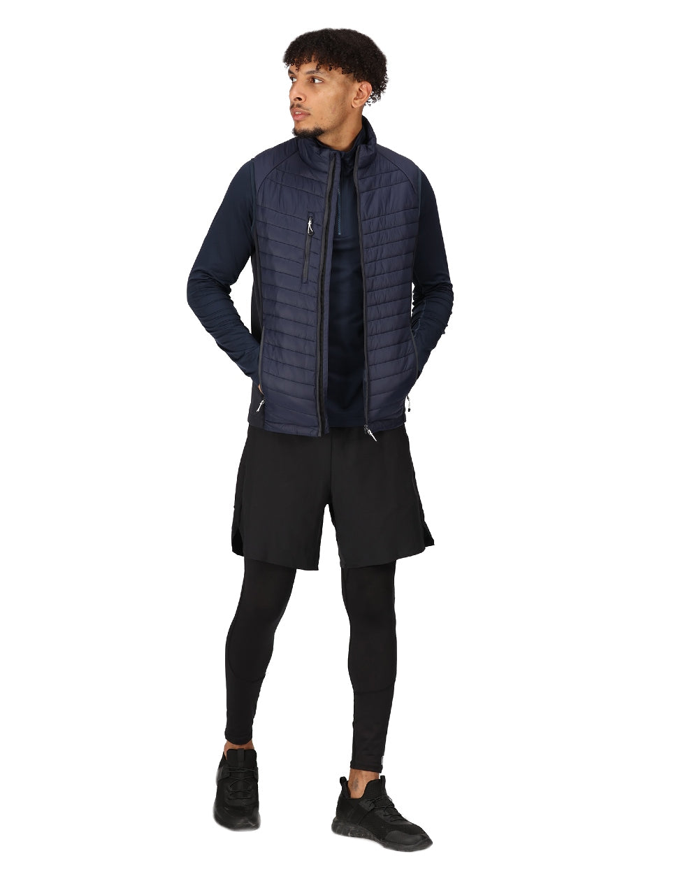 Navy Seal Grey coloured Regatta Mens Navigate Hybrid Bodywarmer on white background