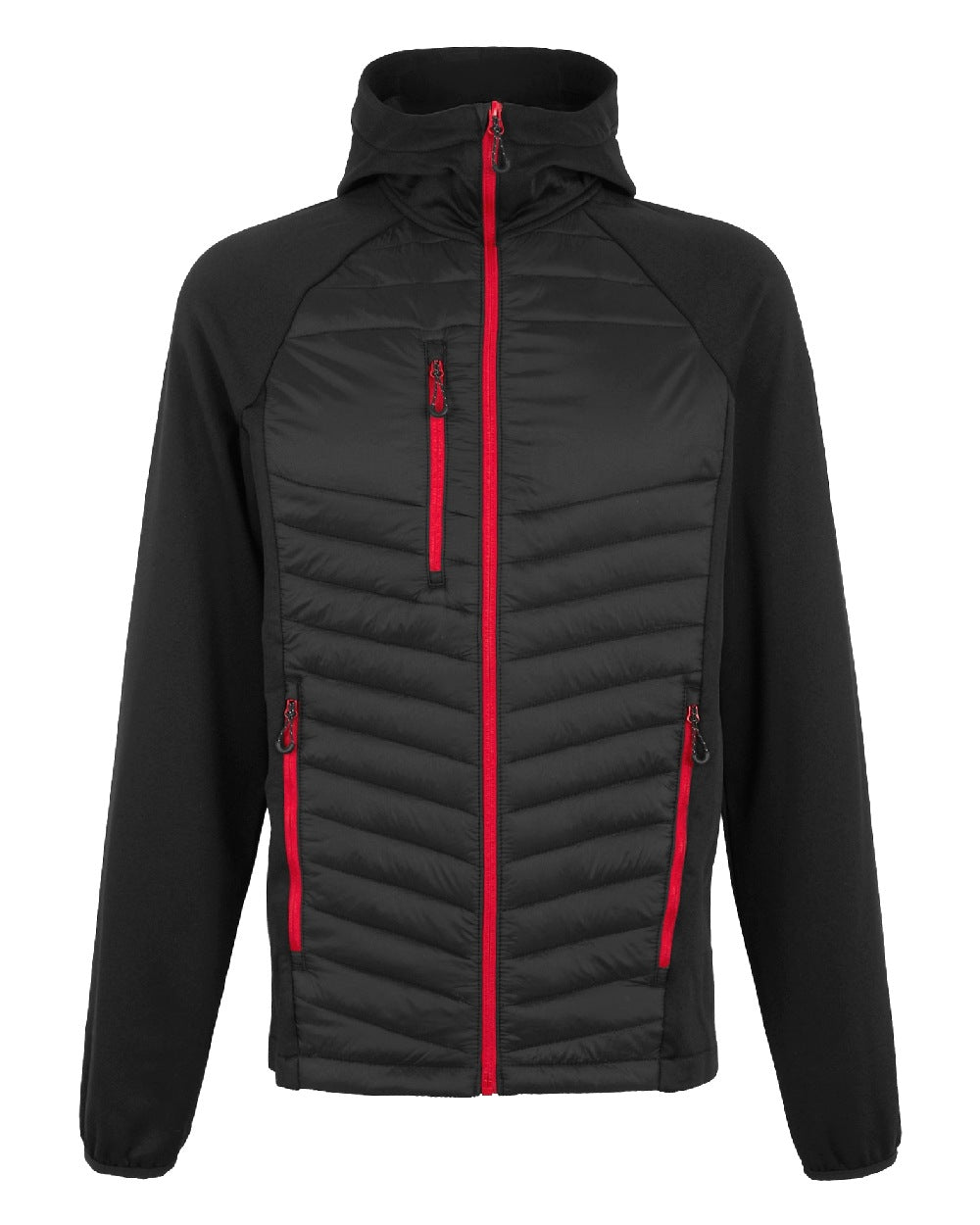 Black Classic Red coloured Regatta Mens Navigate Hybrid Jacket on white background