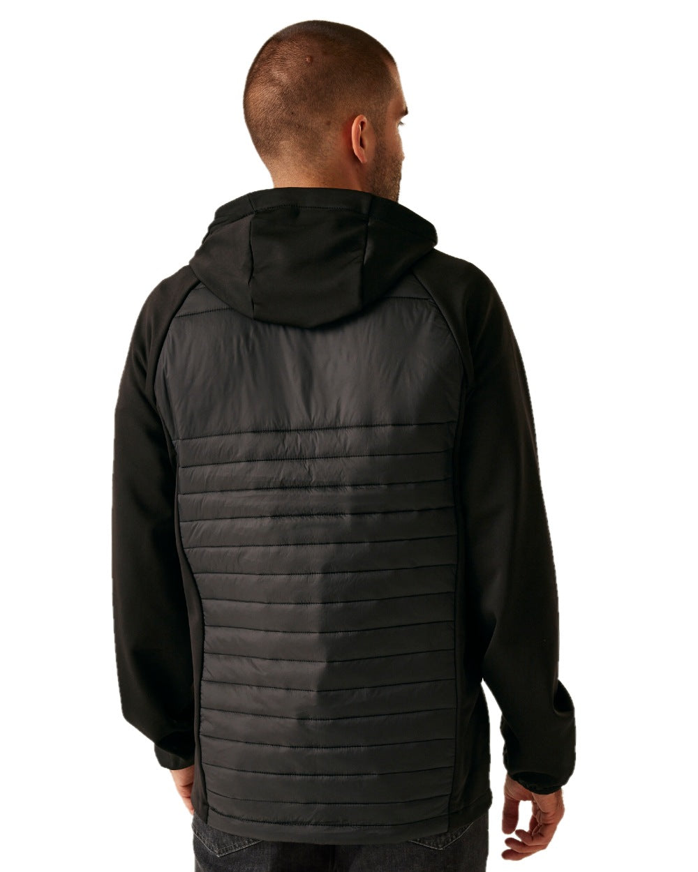 Black Orange Pop coloured Regatta Mens Navigate Hybrid Jacket on white background
