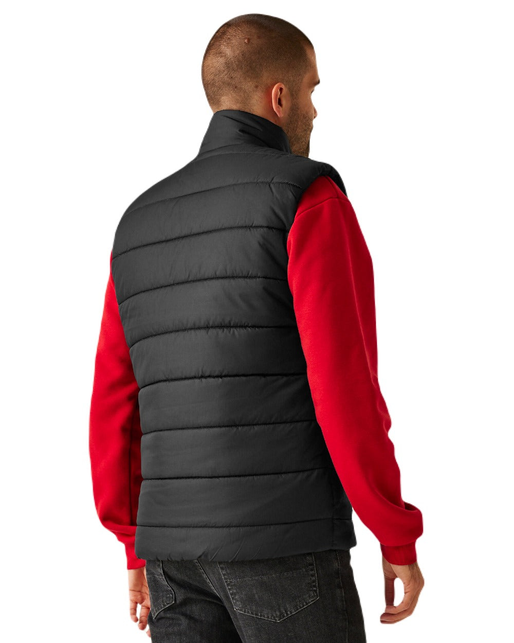 Black Classic Red coloured Regatta Mens Navigate Thermal Bodywarmer on white background