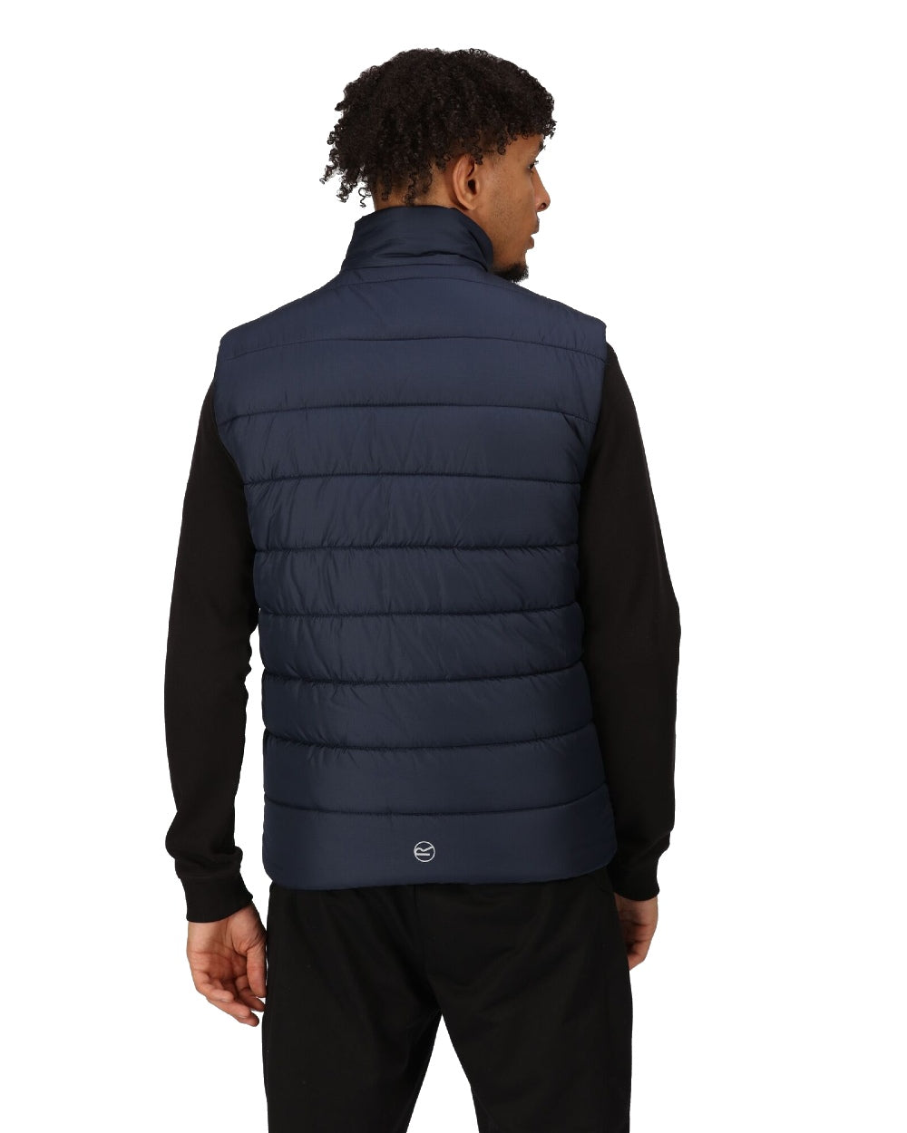 Navy French Blue coloured Regatta Mens Navigate Thermal Bodywarmer on white background