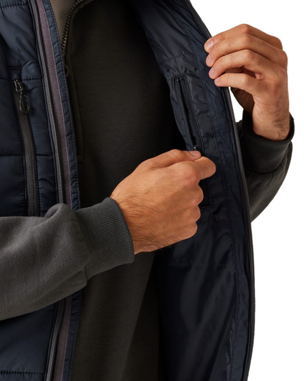 Navy Seal Grey coloured Regatta Mens Navigate Thermal Bodywarmer on white background