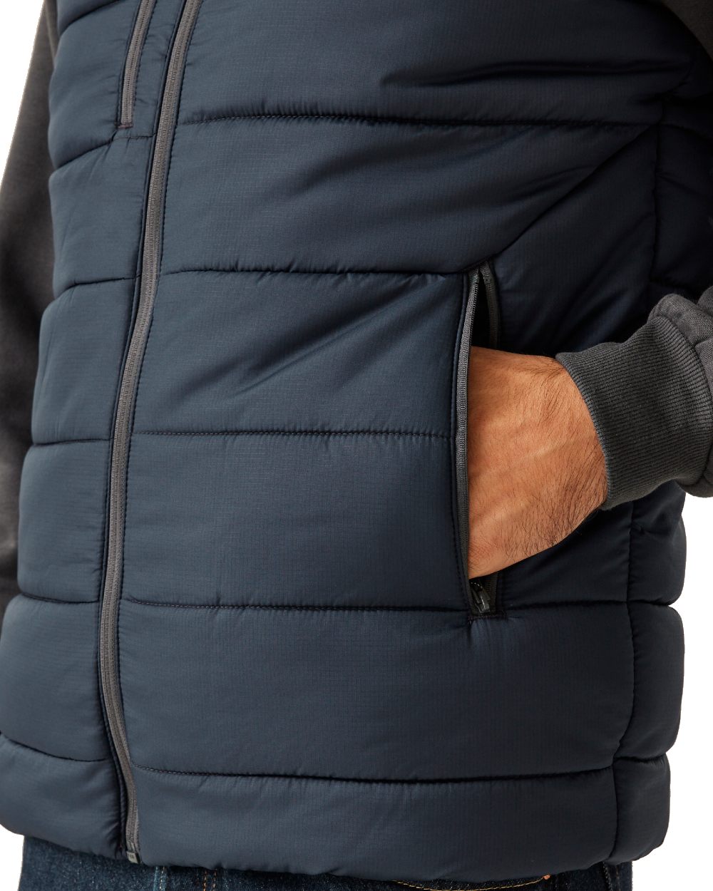 Navy Seal Grey coloured Regatta Mens Navigate Thermal Bodywarmer on white background