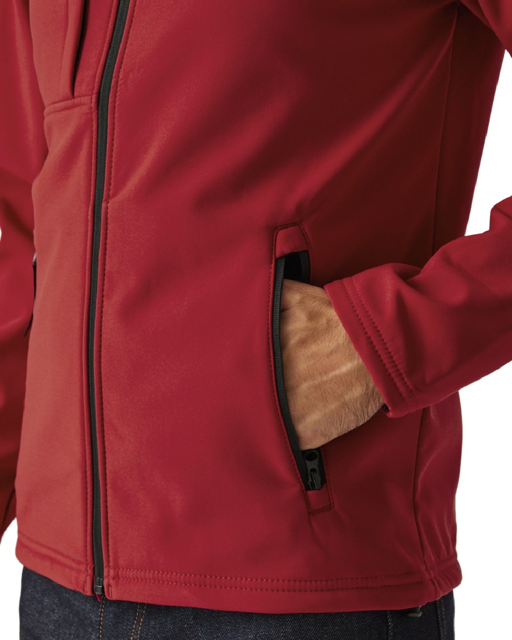 Classic Red Black coloured Regatta Mens Octagon II Printable 3 Layer Membrane Softshell Jacket on white background