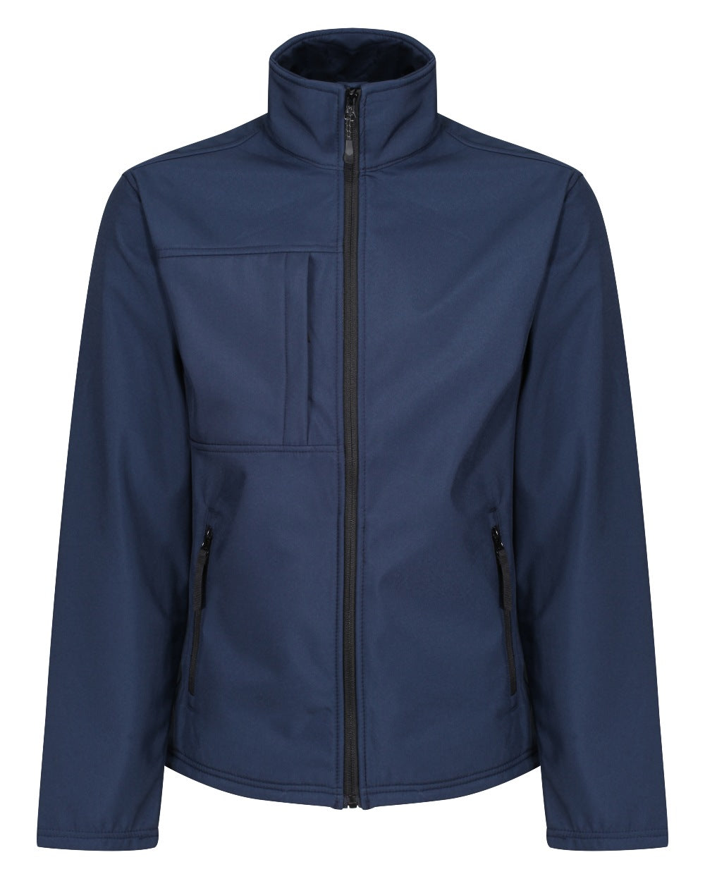 Navy Seal Grey coloured Regatta Mens Octagon II Printable 3 Layer Membrane Softshell Jacket on white background