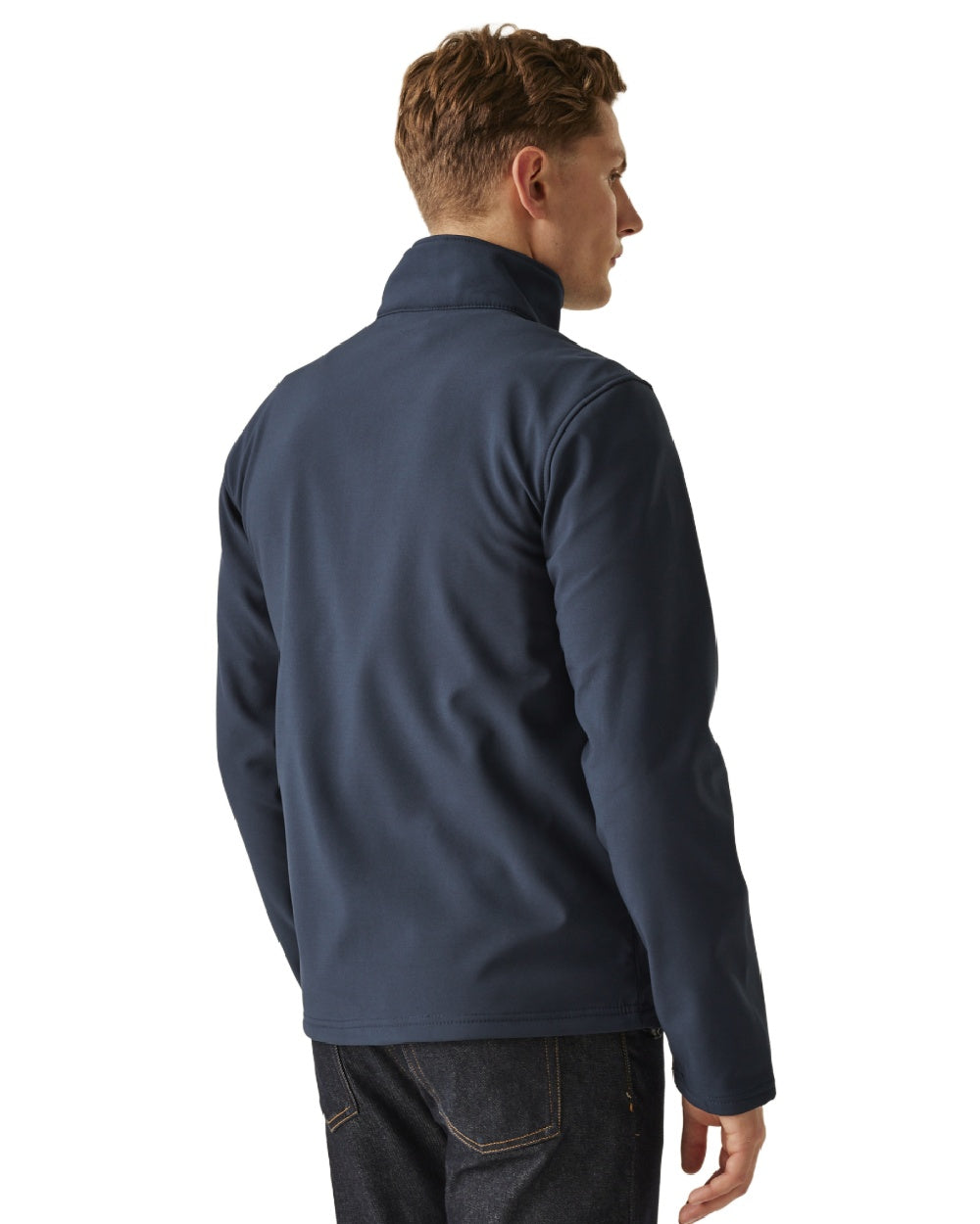 Navy Seal Grey coloured Regatta Mens Octagon II Printable 3 Layer Membrane Softshell Jacket on white background