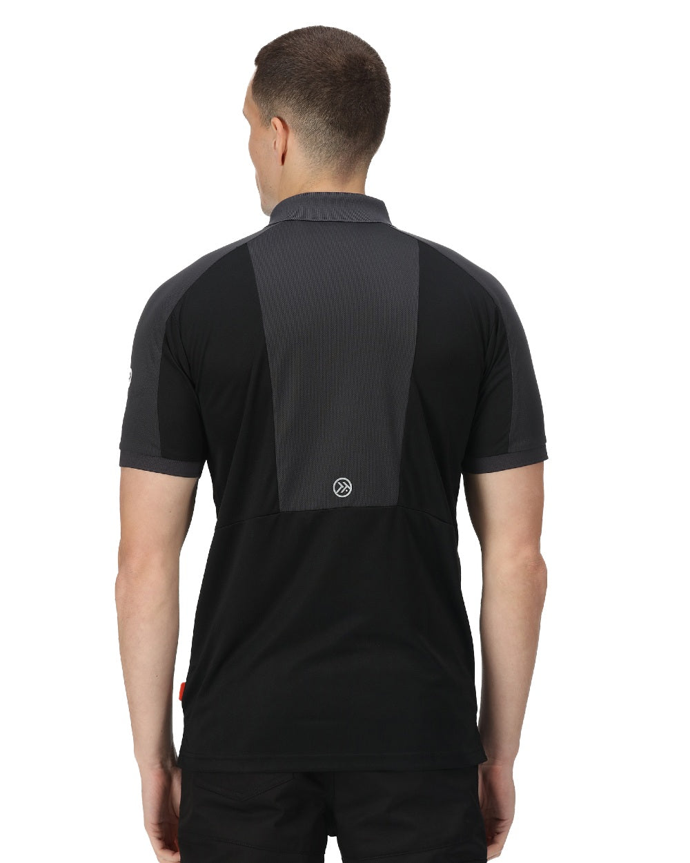 Black coloured Regatta Mens Offensive Moisture Wicking Polo Shirt on white background