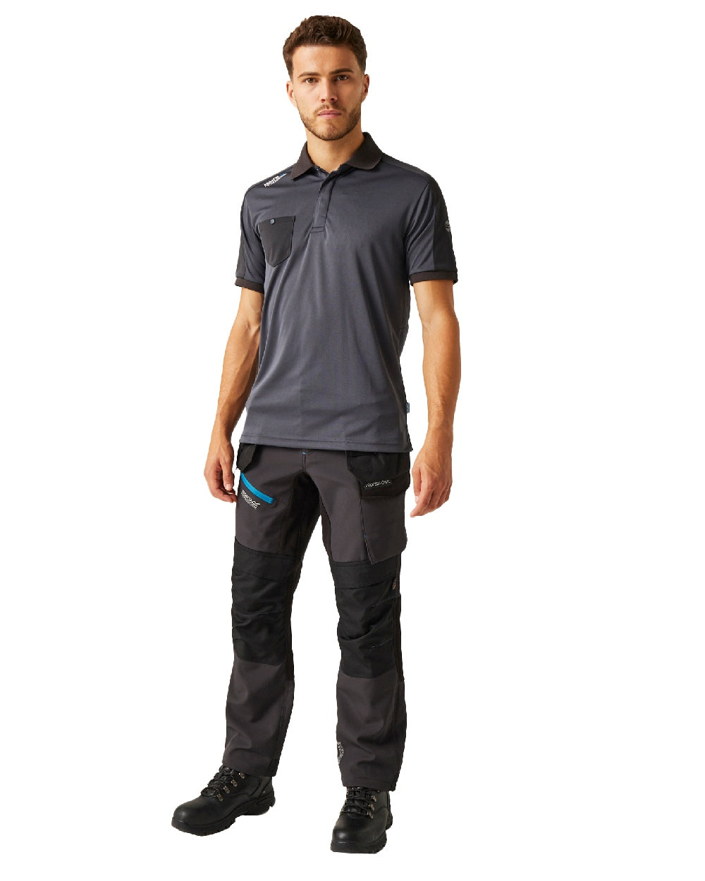 Seal Grey coloured Regatta Mens Offensive Moisture Wicking Polo Shirt on white background