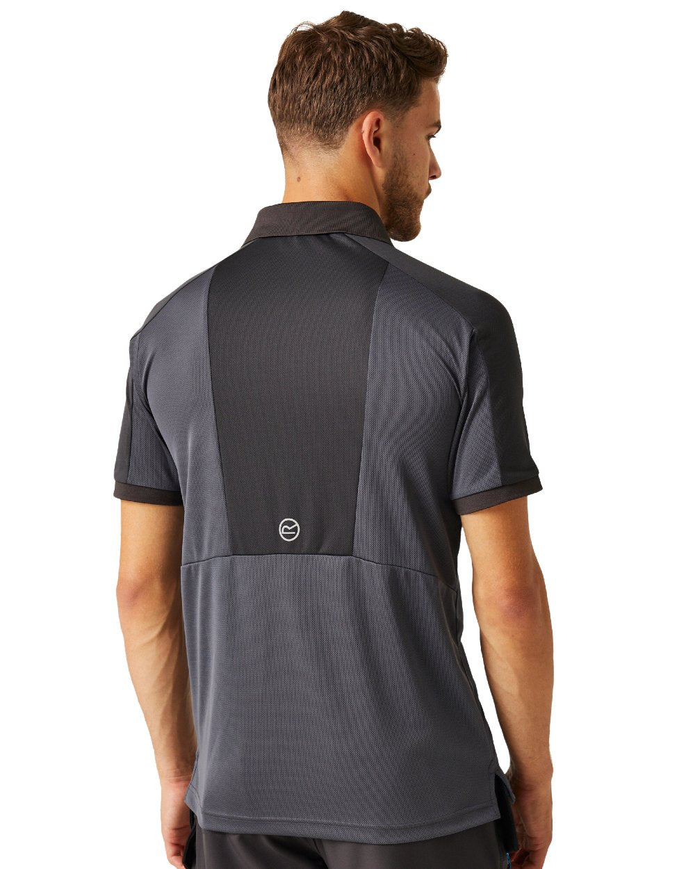 Seal Grey coloured Regatta Mens Offensive Moisture Wicking Polo Shirt on white background