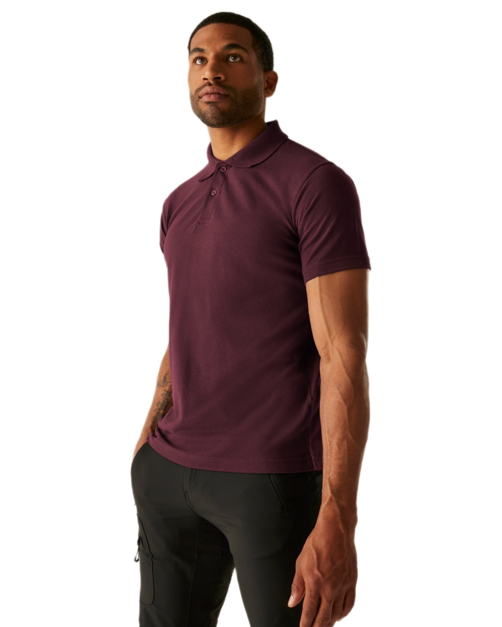 Burgundy coloured Regatta Mens Pro 50/50 Pique Polo T-Shirt on white background