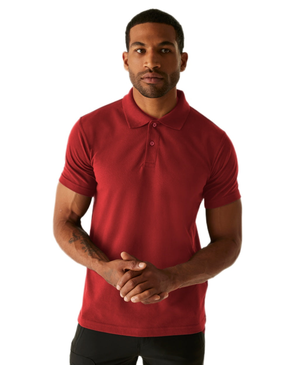 Red coloured Regatta Mens Pro 50/50 Pique Polo T-Shirt on white background