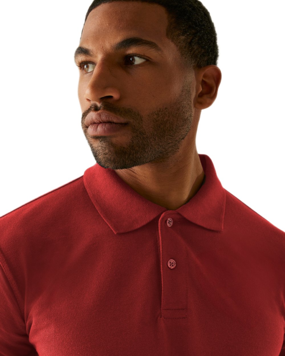 Red coloured Regatta Mens Pro 50/50 Pique Polo T-Shirt on white background