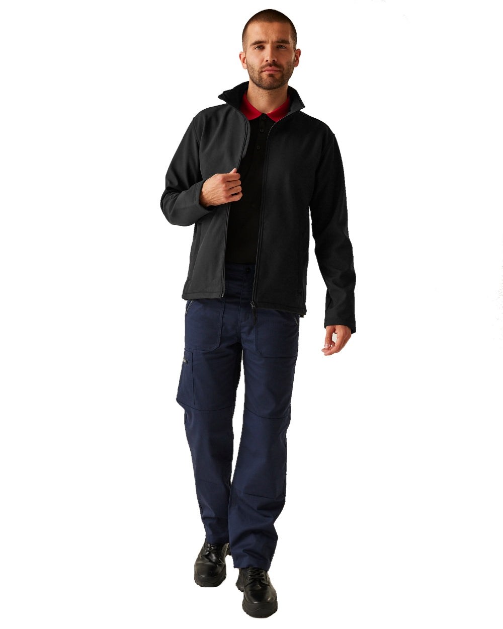 Black coloured Regatta Mens Reid Softshell Jacket on white background