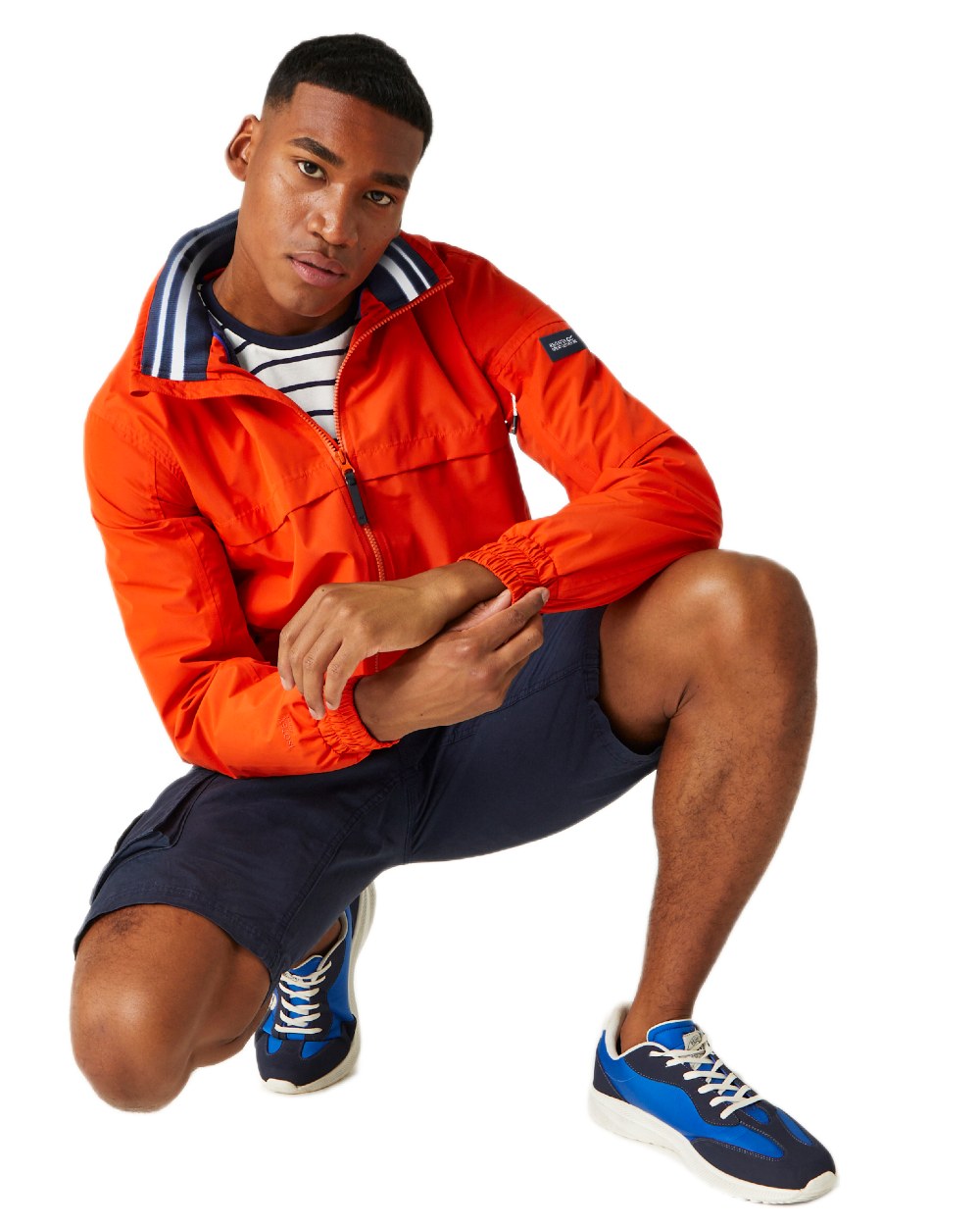 Rusty Orange Coloured Regatta Mens Shorebay Waterproof Jacket on white background