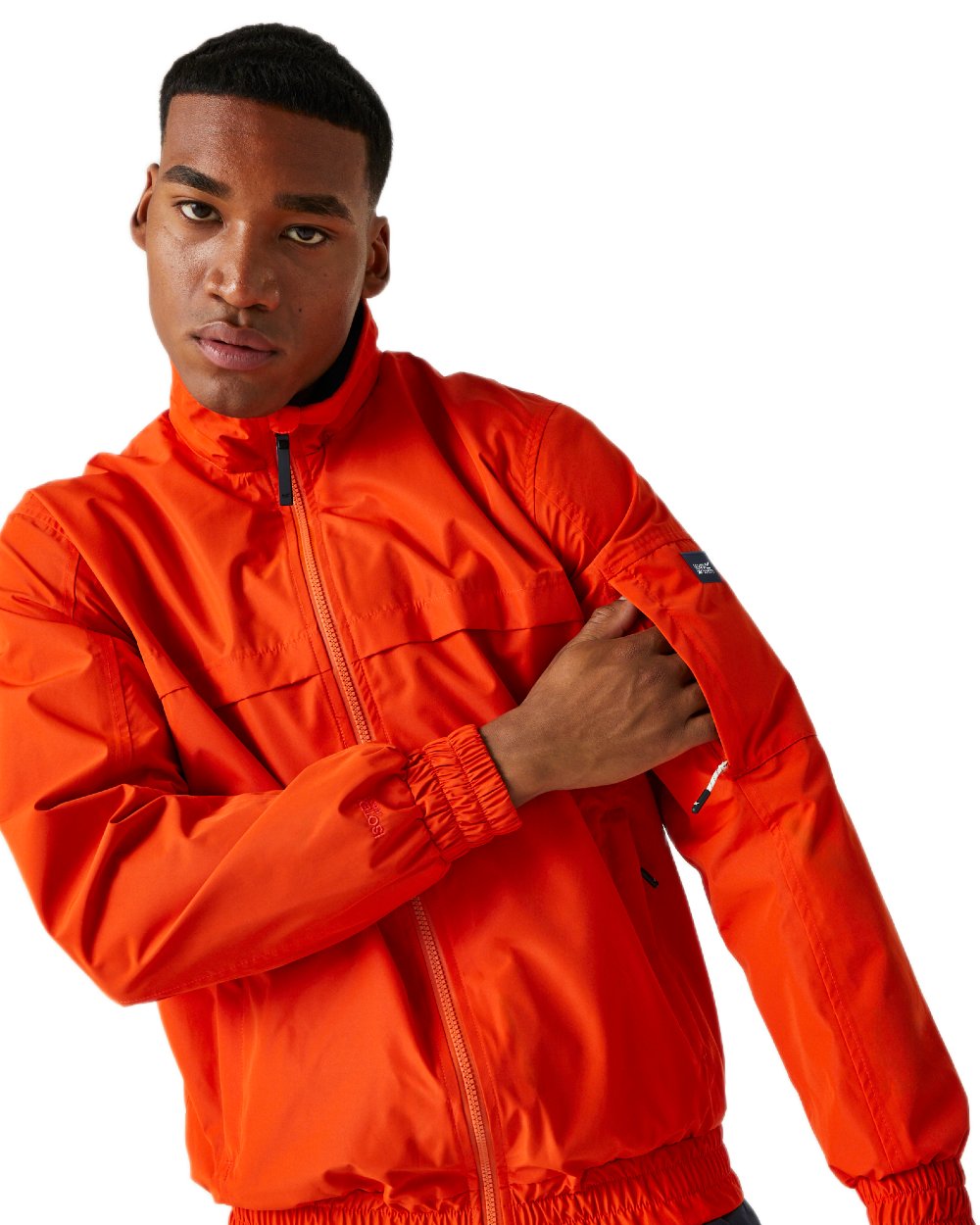 Rusty Orange Coloured Regatta Mens Shorebay Waterproof Jacket on white background