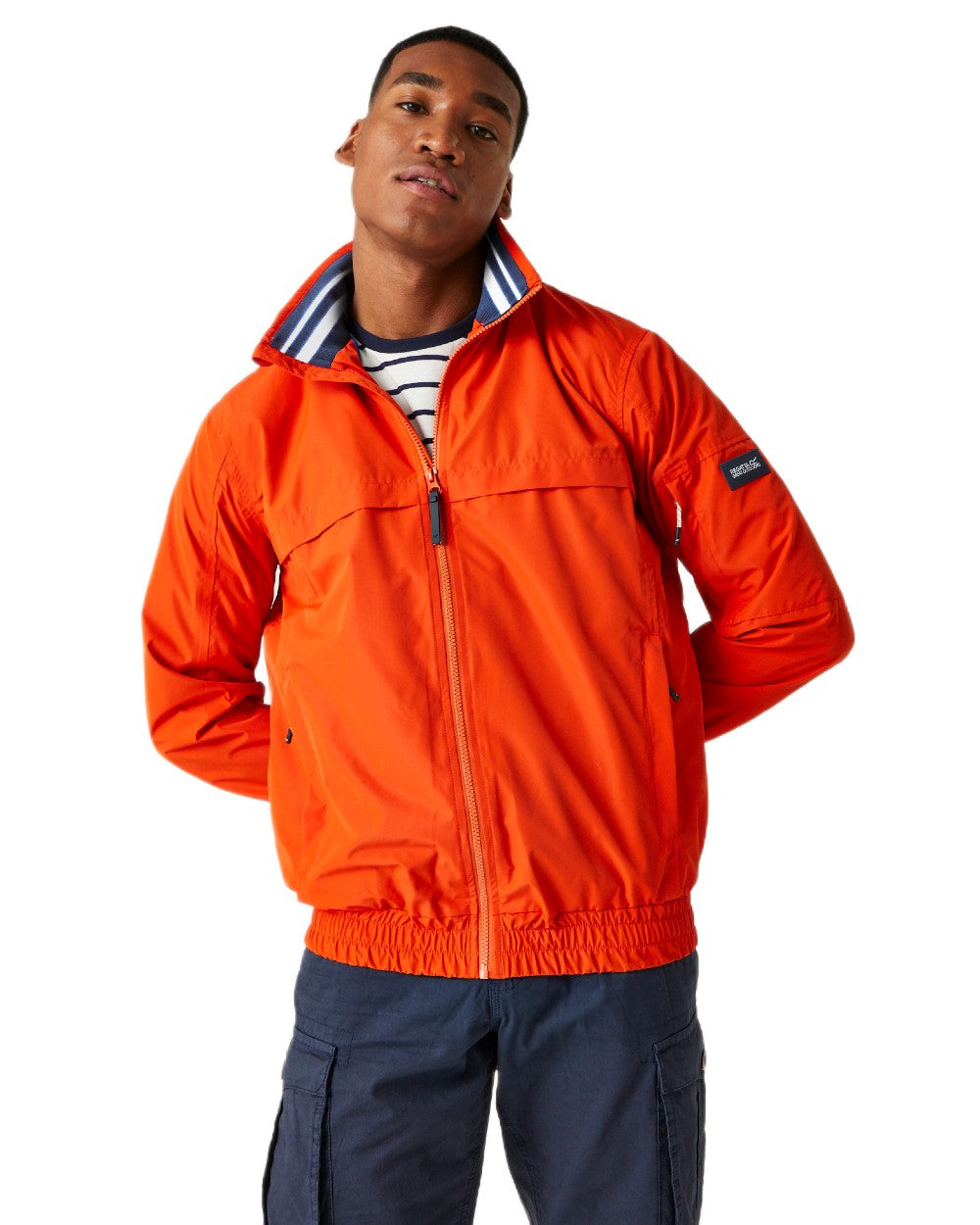 Rusty Orange Coloured Regatta Mens Shorebay Waterproof Jacket on white background