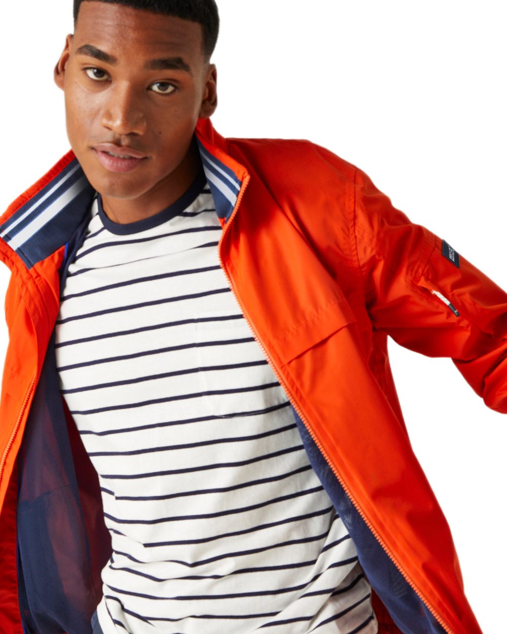 Rusty Orange Coloured Regatta Mens Shorebay Waterproof Jacket on white background