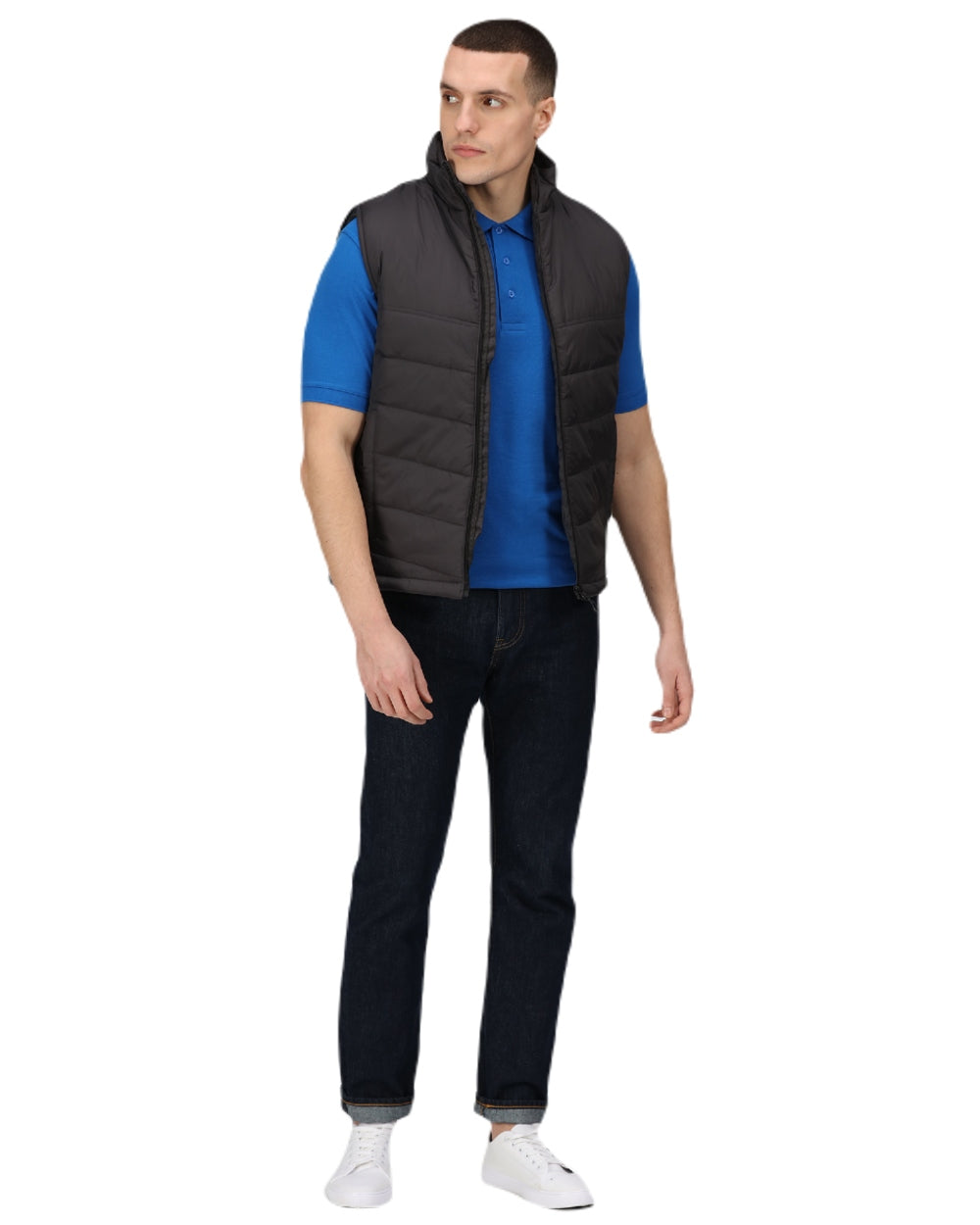 Black coloured Regatta Mens Stage II Insulated Bodywarmer on white background