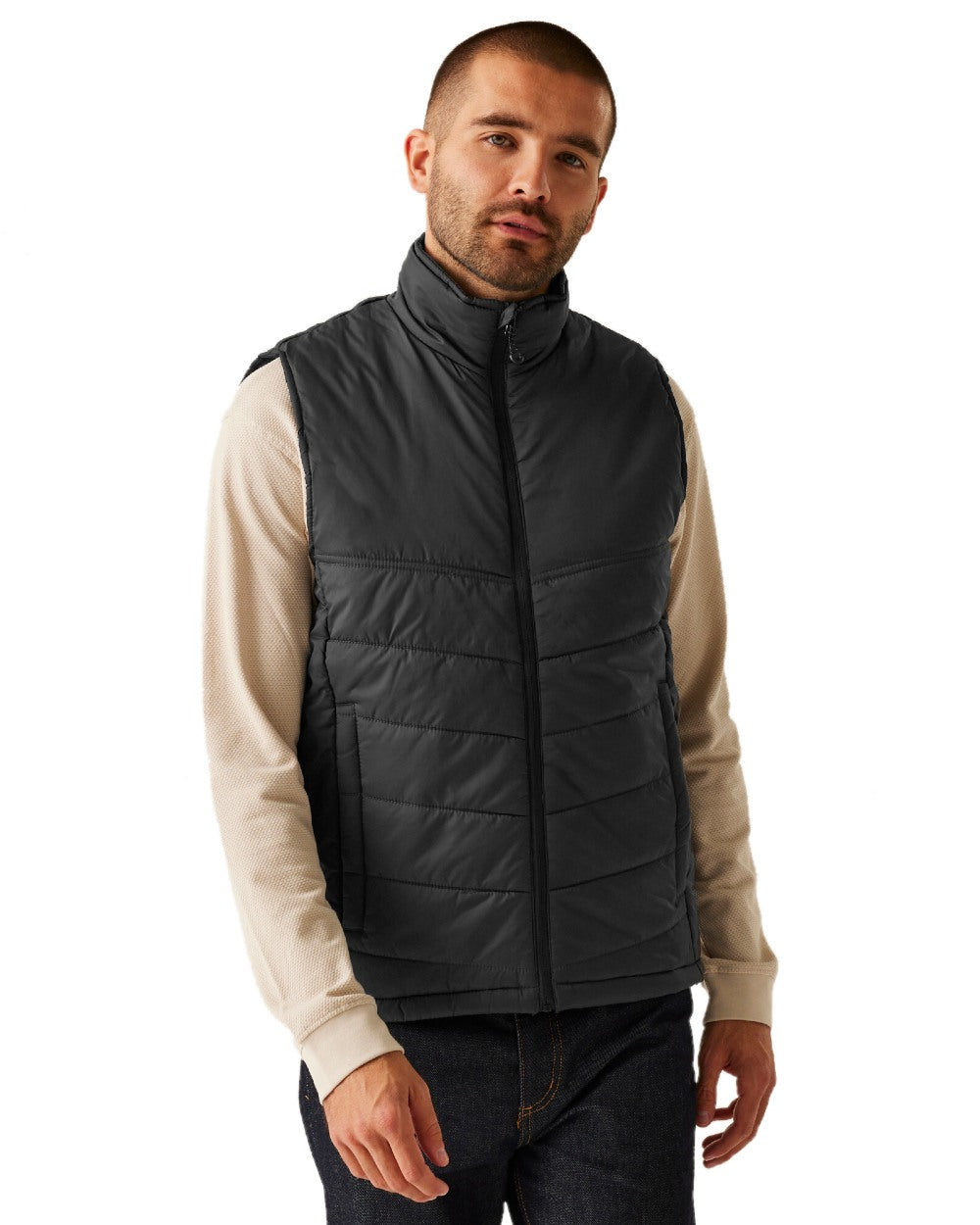 Seal Grey coloured Regatta Mens Stage II Insulated Bodywarmer on white background