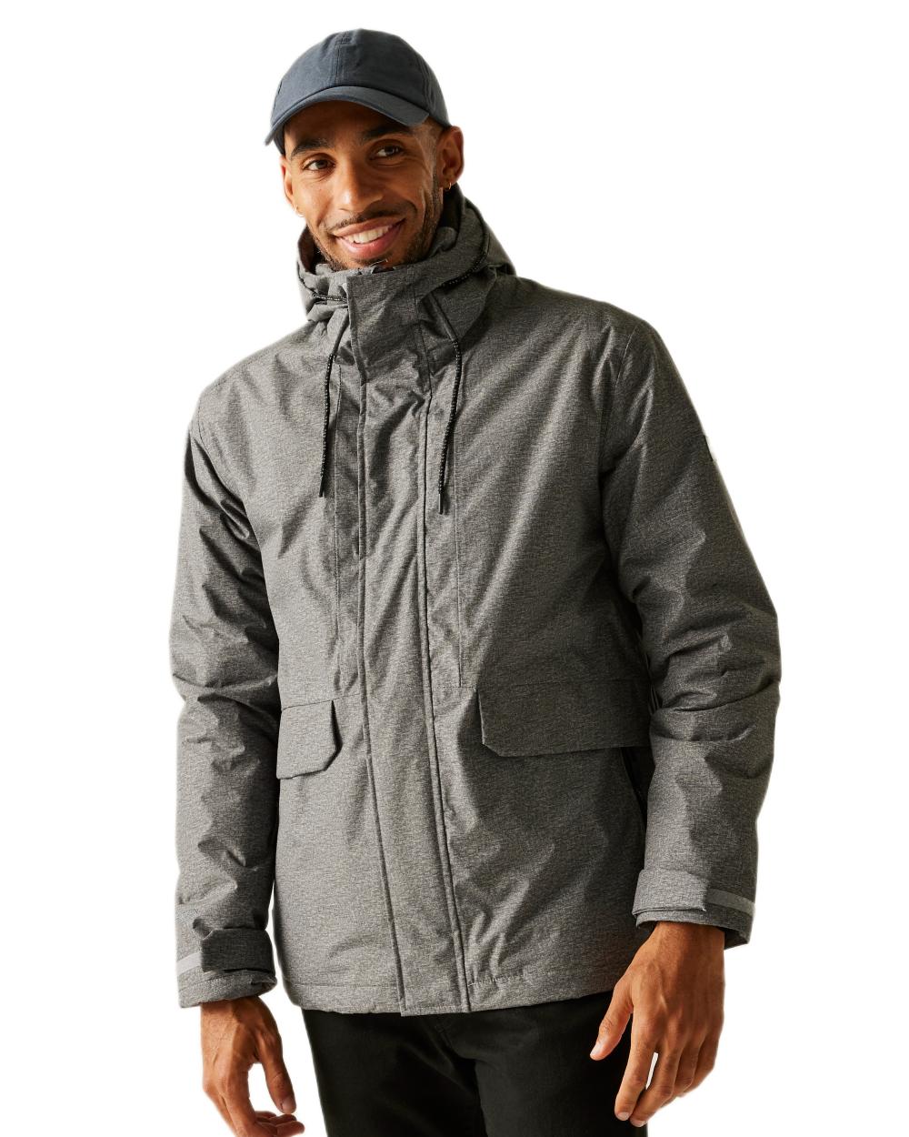 Grey Coloured Regatta Mens Sterlings Waterproof Insulated Jacket on white background