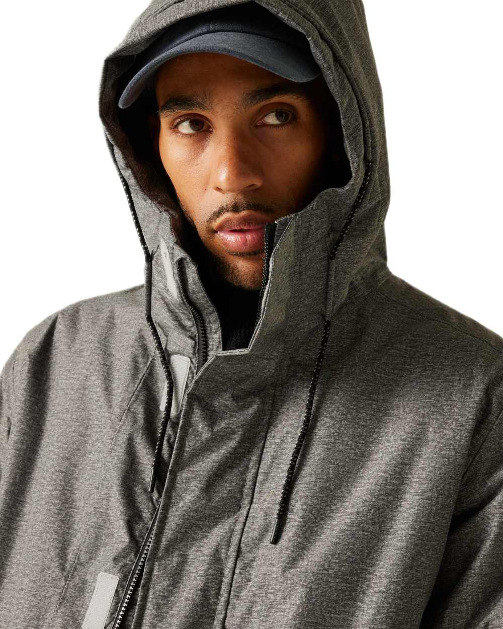 Grey Coloured Regatta Mens Sterlings Waterproof Insulated Jacket on white background