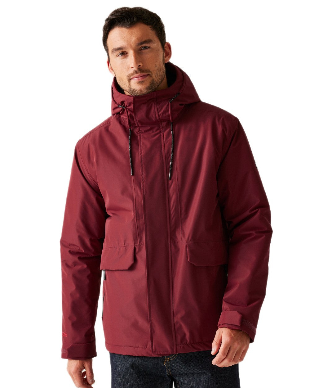 Red Coloured Regatta Mens Sterlings Waterproof Insulated Jacket on white background