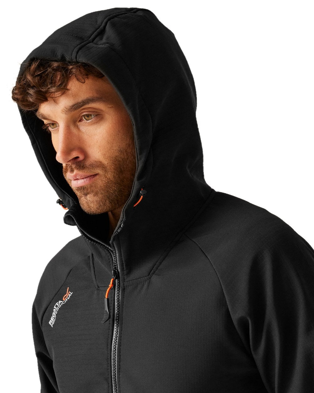 Iron Black coloured Regatta Mens Surrender Softshell Jacket on white background