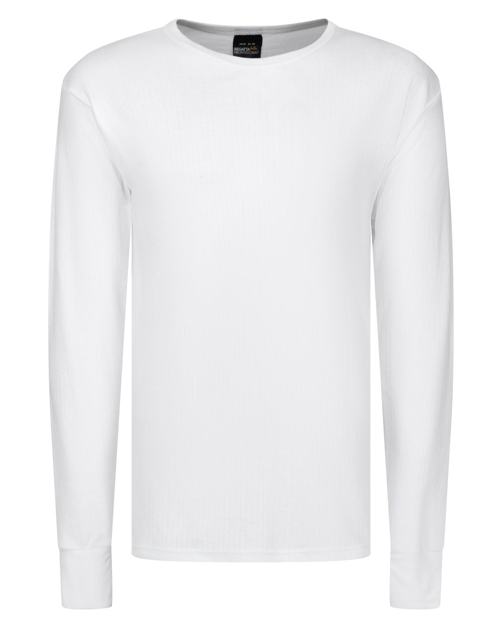 White coloured Regatta Mens Thermal Long Sleeve Vest on white background