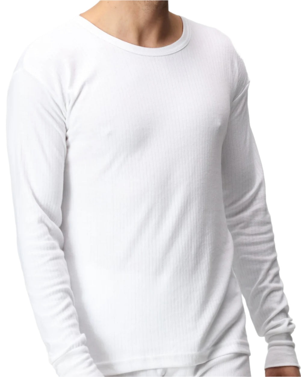 White coloured Regatta Mens Thermal Long Sleeve Vest on white background