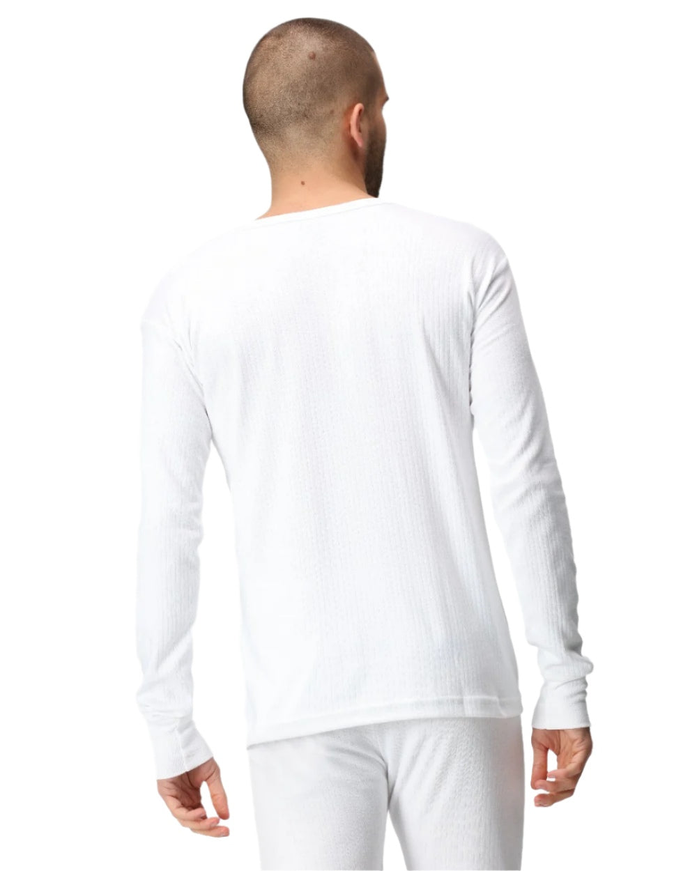 White coloured Regatta Mens Thermal Long Sleeve Vest on white background