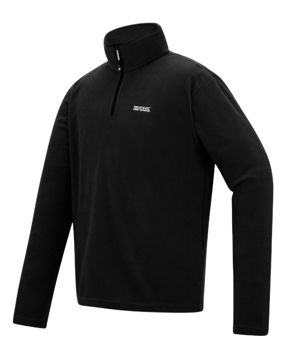 Black Coloured Regatta Mens Thompson Lightweight Half Zip Fleece on white background